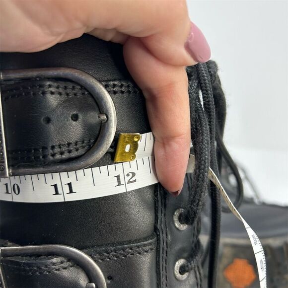 Harley-Davidson Moto Black Leather Lace-Up Riding Boots Size 6.5 Buckles - Picture 15 of 16